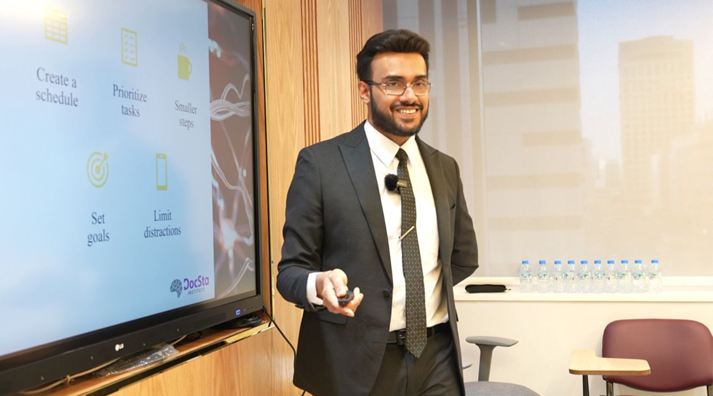 Dr. Danish Salim teaching a medical audience